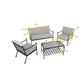 Doverdale Outdoor Steel Sofa Set with Cushions & Glass Coffee Table – Elegant Garden or Conservatory Seating