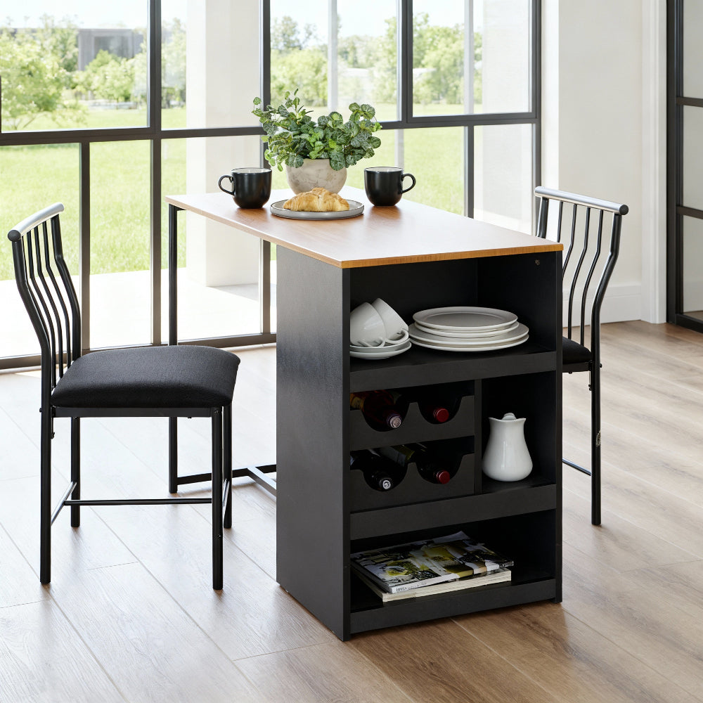 Space-Saving Bistro Dining Set for Two with Built-In Storage & Wine Rack