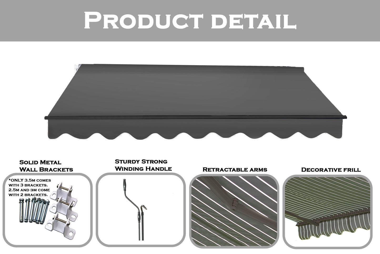 Easy Fit Greenhurst Grosvenor Patio Awning – Retractable Garden Canopy | 2.5m, 3m & 3.5m Widths