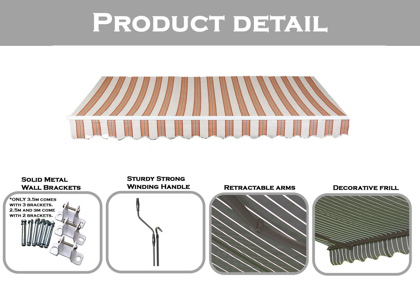Easy Fit Greenhurst Kingston Patio Awning – Easy Fit Retractable Canopy | 2.5m, 3m & 3.5m Widths