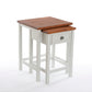 Set of 2 White and Oak-Effect Nesting Tables with Drawer – Space-Saving Design