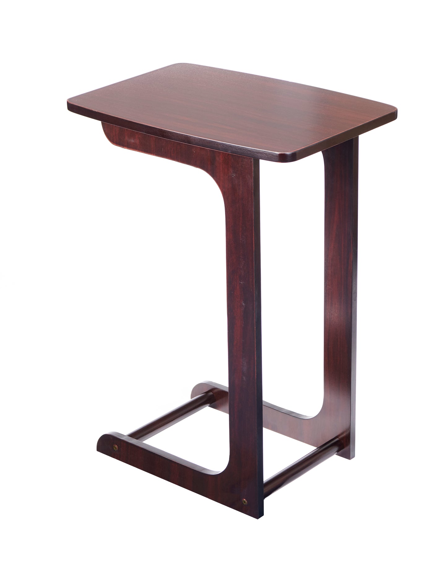 Compact C-Shaped Sofa Side Table in Mahogany or Oak – Stylish & Versatile Design