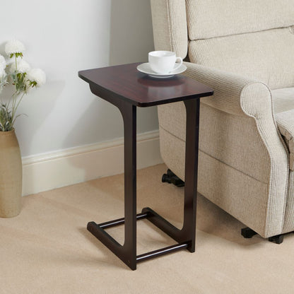 Compact C-Shaped Sofa Side Table in Mahogany or Oak – Stylish & Versatile Design