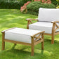 Sorrento Hardwood Armchair with Footstool – Rubberwood Outdoor Lounge Set with 15cm Cushions in Natural or Light Grey