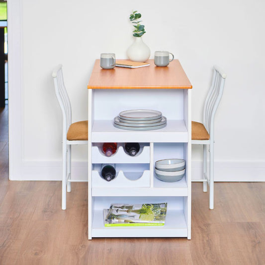Space-Saving Bistro Dining Set for Two with Built-In Storage & Wine Rack
