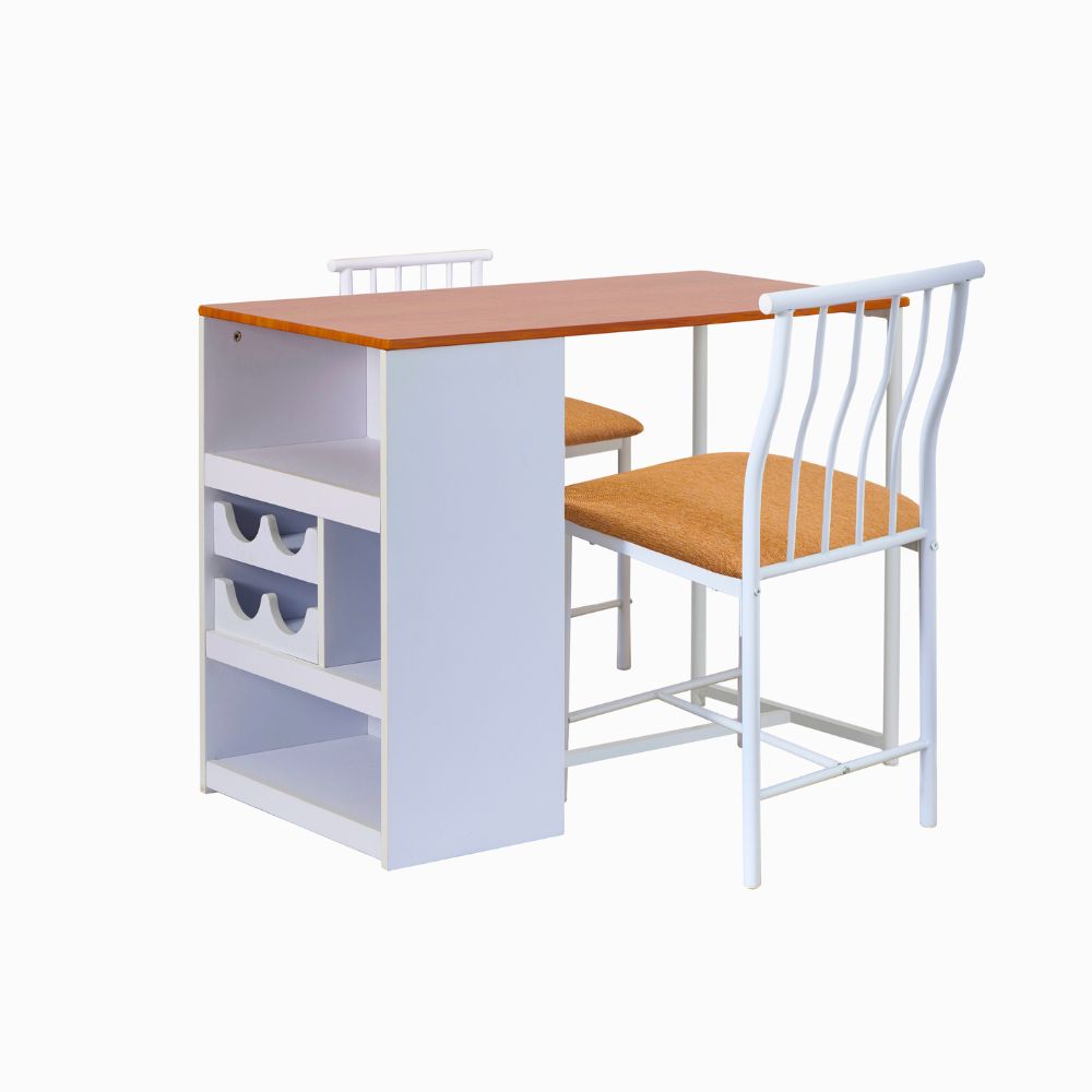 Space-Saving Bistro Dining Set for Two with Built-In Storage & Wine Rack