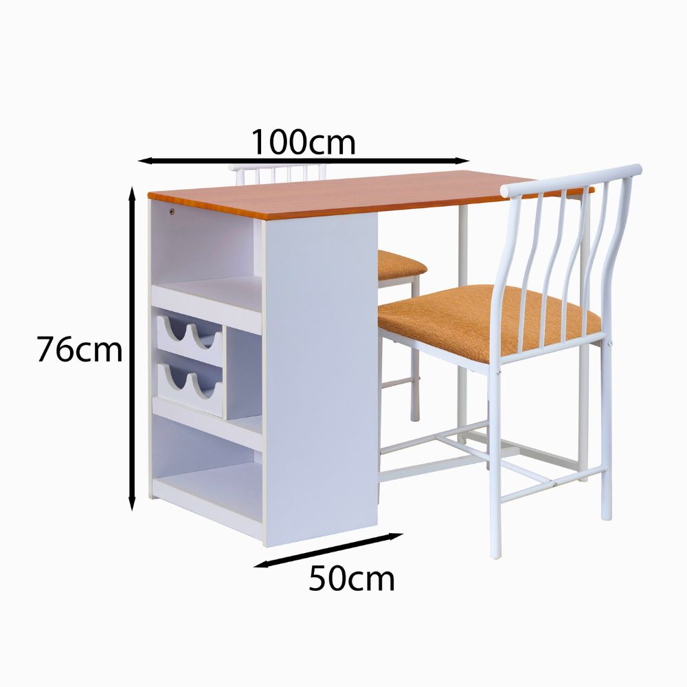 Space-Saving Bistro Dining Set for Two with Built-In Storage & Wine Rack