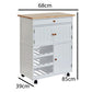 Compact Kitchen Trolley with Wine Rack & Storage – White MDF & Rubber Wood Top
