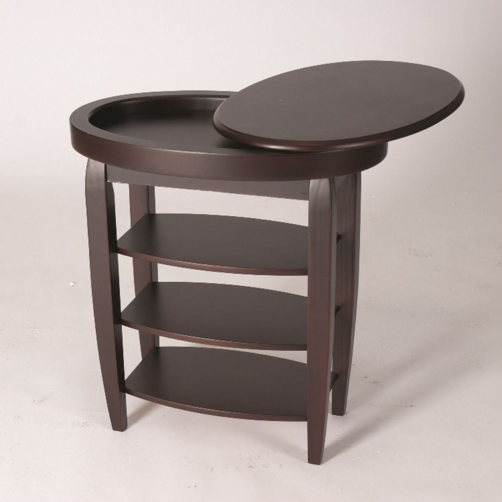 Swivel Top Side Table with Hidden Storage – Mahogany or Oak Finish