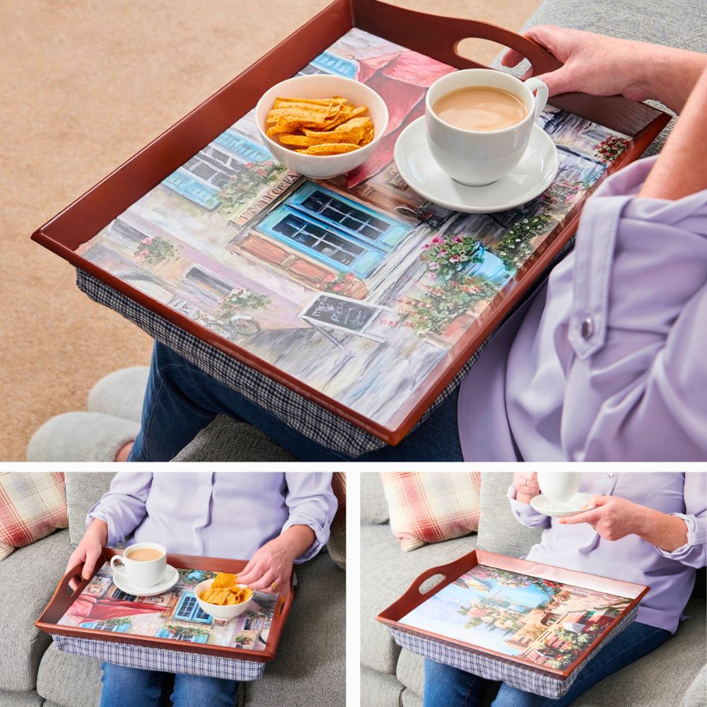 Set of 2 Padded Lap Trays – Comfortable Cushioned Trays for Eating, Reading & Working