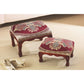 Elegant Nesting Footstools – Set of 2 Upholstered Ottoman Stools with Mahogany Legs