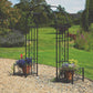 Huntingdon Ornamental Garden Arch with Planters – Decorative Steel Frame in Gunmetal Grey