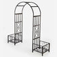 Huntingdon Ornamental Garden Arch with Planters – Decorative Steel Frame in Gunmetal Grey