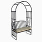Huntingdon Garden Arch with Bench and Cushion – Steel Frame Seating in Gun Metal Grey
