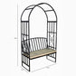 Huntingdon Garden Arch with Bench and Cushion – Steel Frame Seating in Gun Metal Grey