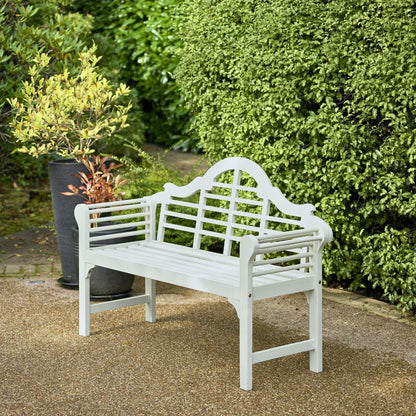 Greenhurst PU Coated Lutyens Style Garden Bench in Pearl White or Sage Green Finish