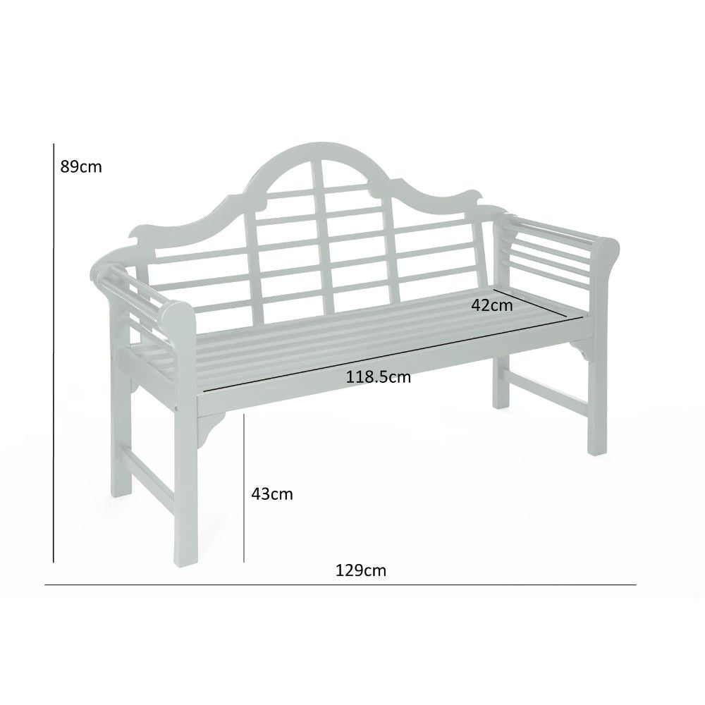 Greenhurst PU Coated Lutyens Style Garden Bench in Pearl White or Sage Green Finish