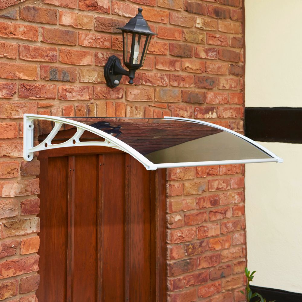 Easy Fit 1m Tinted Door Canopy | White & Black