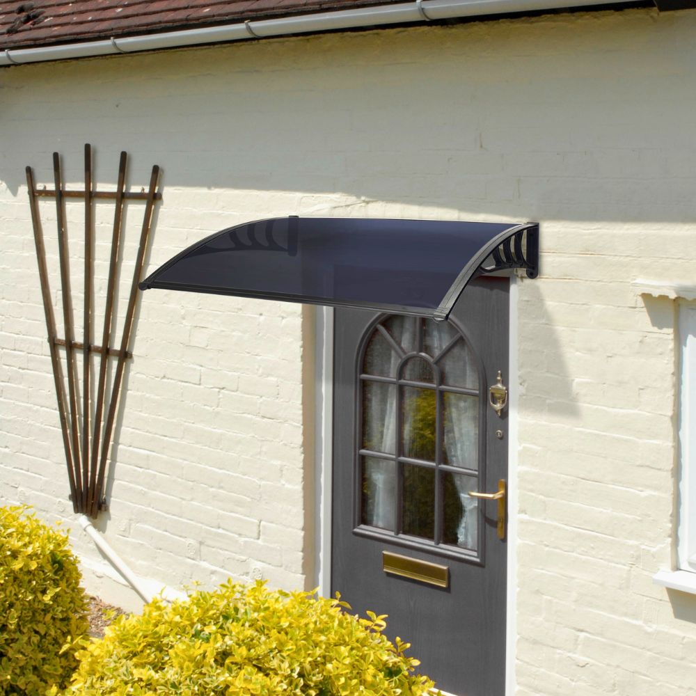 Easy Fit Tinted Door Canopy – UV-Stabilised, Weather-Resistant & Durable | 1.2m Wide | White & Black Colors