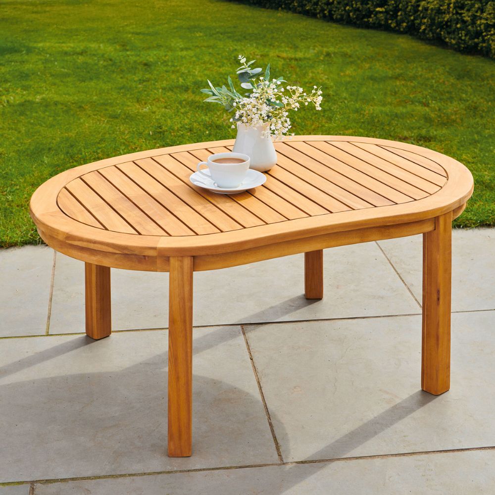 Greenhurst Banana Shaped Wooden Table Natural and Sage Green
