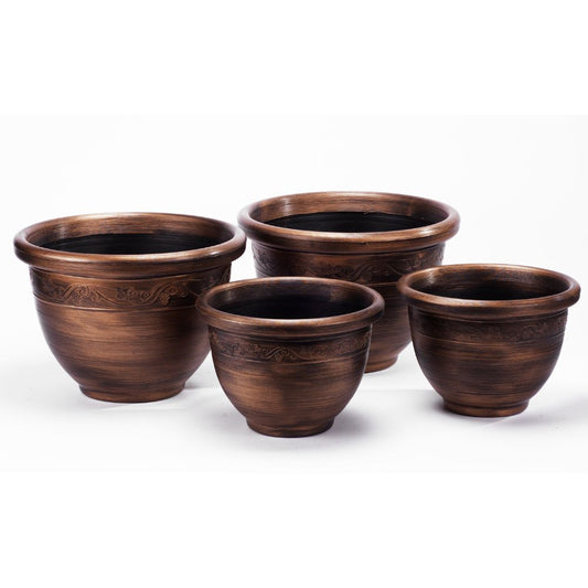 Pack of 4 Antique Style Wenlock Planters – UV-Resistant Garden Pots (Bronze Finish)
