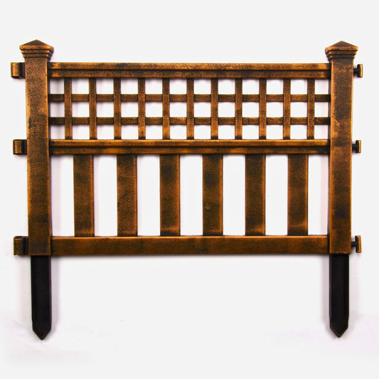 Pack of 4 Bronze Decorative Garden Fence Panels – Easy Fit Lawn & Border Edging (240cm Total)