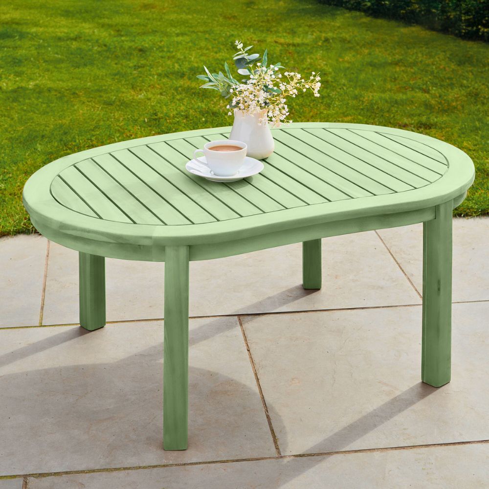 Greenhurst Banana Shaped Wooden Table Natural and Sage Green